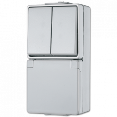 Штепсельная розетка SCHUKO для накладного монтажа с сдвоенным выключателем IP44, 675W