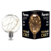 Лампа светодиодная, (3W) 230V E27 2700K G95, LB-382, Feron 41677