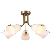 LUSSOLE ARLINGTON Люстра потолочная, цвет основания - бронзовый, плафон - стекло (цвет - белый), 5x40W E14, LSP-8096