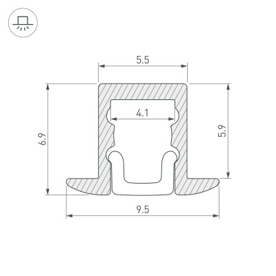 Профиль ARH-MICRO-F-W4-2000 ANOD (Arlight, Алюминий), 036400