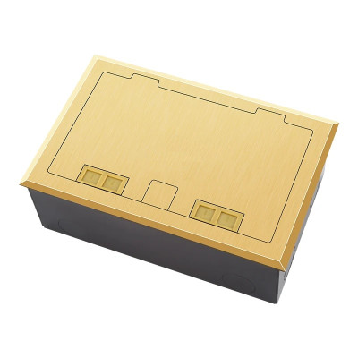 Люк напольный на 2 модуля (горизонт.), металлический, h=65мм, с рамкой, крышка без углубления, TIMIUX, золото, EU2GH65R GD