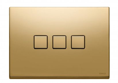Выключатель 3-кнопочный, цвет золото, серия Eikon Exé Flat