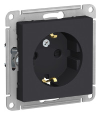 ATN001045 - ATLASDESIGN РОЗЕТКА с заземлением со шторками, 16А, механизм, КАРБОН, Systeme Electric