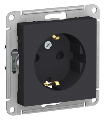 ATN001045 - ATLASDESIGN РОЗЕТКА с заземлением со шторками, 16А, механизм, КАРБОН, Systeme Electric