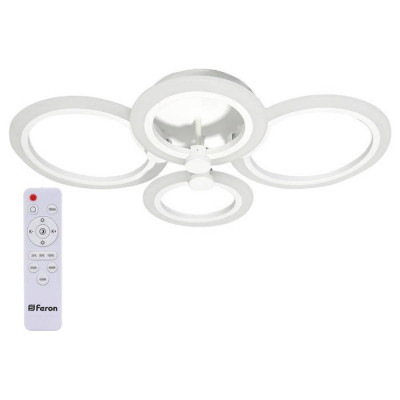 Светильник светодиодный управляемый с пультом 72W, Max. 4700Lm, 3000К-6500K, IP20, белый AL5900 Cycles, Feron 41669