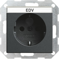 046228 Gira Розетка с з/к, с затвором (shutter) и символом  и полем для надписи
