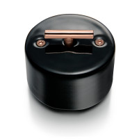 Fontini Выключатель 1-клавишный, цвет черный фарфор, ручка - медь, Fontini, серия Do