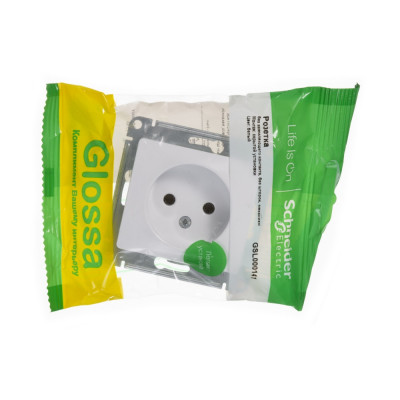 GLOSSA РОЗЕТКА без заземления, 16А, механизм, БЕЛЫЙ