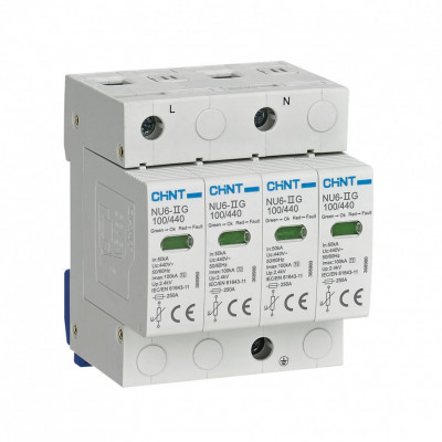 Chint Ограничитель имп. перенапр. NU6-IIG 4P In=25кА Uc=440B Im=65кА (R), 252578