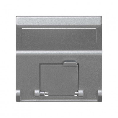 Simon SConnect Адаптер наклонный со шторкой на 1 модуль MD (RJ45, оптоволокно), 45х45мм, алюминий, K80-8