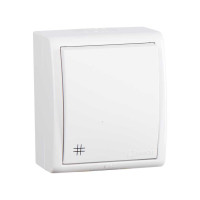 Simon Simon15 IP54  Переключатель 1-клав. с 3-х мест (перекрёстный) с подсвет. 10А 250В~, винт.заж., белый, 1594254-030