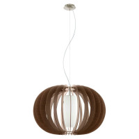 95593 Подвес STELLATO 3, 1х60W(E27), ?700, H1500, сталь никель мат.//дерево, стекло, коричневый, белы, 95593
