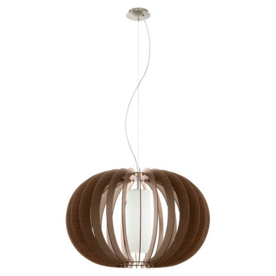 95593 Подвес STELLATO 3, 1х60W(E27), ?700, H1500, сталь никель мат.//дерево, стекло, коричневый, белы, 95593