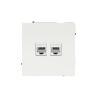 DKC KANT Компьютерная розетка RJ-45 без шторки, кат.5е двойная, белая магнолия, 7000664