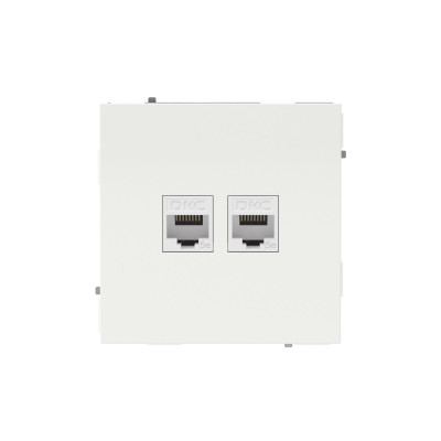 DKC KANT Компьютерная розетка RJ-45 без шторки, кат.5е двойная, белая магнолия, 7000664