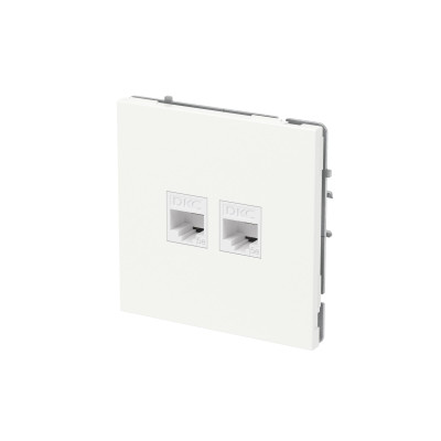 DKC KANT Компьютерная розетка RJ-45 без шторки, кат.5е двойная, белая магнолия, 7000664