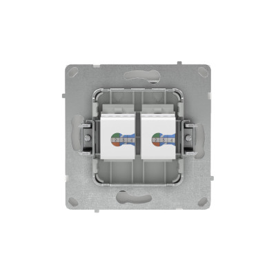 DKC KANT Компьютерная розетка RJ-45 без шторки, кат.5е двойная, белая магнолия, 7000664