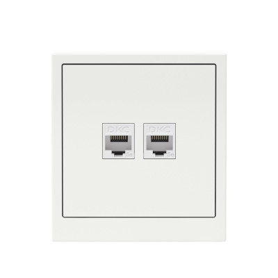 DKC KANT Компьютерная розетка RJ-45 без шторки, кат.5е двойная, белая магнолия, 7000664