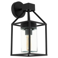 97296 Уличный светильник настенный TRECATE, 1х60W(E27), L160, H355, гальв. сталь, черный/стекло, про
