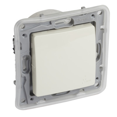 Legrand Переключатель одноклавишный IP44 - Legrand Etika - 10А 250В безвинтовые зажимы - слоновая кость, 672300