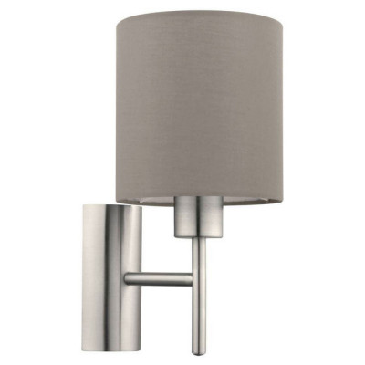 94925 Бра PASTERI, 1х60W (E27), L145, H305, A195, никель мат./текстиль, серо-коричневый