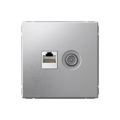 GAL000389 - ARTGALLERY РОЗЕТКА двойная ТВ + компьютерная RJ45, кат. 5Е, АЛЮМИНИЙ, Systeme Electric