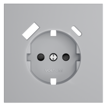 Накладка для розетки с заземлением и защитными шторками, с USB A+C, S70 (серый), VLS001016