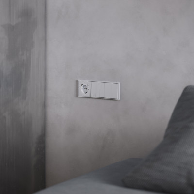 Накладка для розетки с заземлением и защитными шторками, с USB A+C, S70 (серый), VLS001016