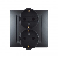 Simon Розетка двойная с заземл. 2х2Р+Е, 16А, 250В, винт. зажим, графит, 1590459-038