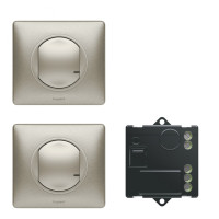 067778 - Celiane with NETATMO.Пакет для управления освещением c 2х мест. Микромодуль реле 300 Вт 240В + два умных беспроводных 1-клавишных выключателя.Цвет Титан