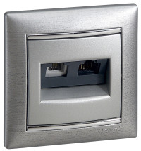 Legrand Розетка двойная RJ11+RJ45 категория 5e UTP - Legrand Valena - алюминий, 770280 Legrand Розетка двойная RJ11+RJ45 категория 5e UTP - Legrand Valena - алюминий, 770280