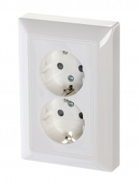 ABB BJB Basic 55 Бел Розетка 2-ая с/з моноблок, с защитными шторками
