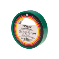 Изолента ПВХ 15 мм х 10 м, зеленая, (упак. 10 рулонов) KRANZ, KR-09-2003