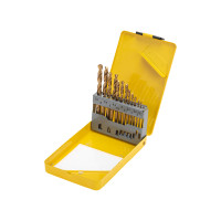 Набор сверл по металлу, 1,5-6,5мм (через 0,5мм, 3,2мм, 4,8мм), НSS, ТИТАН, цилиндрический хвостовик, металлический кейс, 13 шт. KRANZ, KR-91-0633