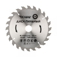 Диск пильный 210 мм х 24 зуб х 30 мм KRANZ, KR-92-0120