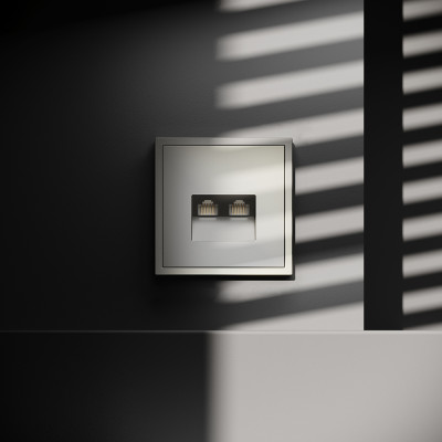 Розетка компьютерная встраиваемая VOLTUM S70 двойная RJ45+RJ45 кат.6, (шелк), VLS060204