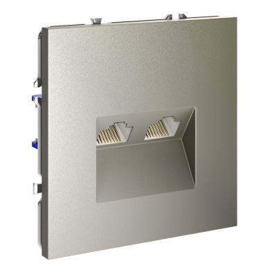 Розетка компьютерная встраиваемая VOLTUM S70 двойная RJ45+RJ45 кат.6, (шелк), VLS060204