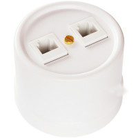 Bironi Розетка RJ45 информационная двойная, пластик, цвет Белый, B1-302-21