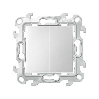 Simon Двухклавишный выключатель 10AX 250В~ цвета алюминий S24 Harmonie, 2450398-033