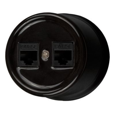 BIRONI Лизетта Керамика Черный Розетка 2-ая RJ45, B1-302-03
