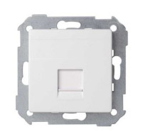 Simon Розетка прямая для передачи данных со шторкой на 1 разъем RJ45 белого матового цвета S82 Concept, 8200005-090