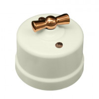 Bironi Выключатель 1-кл., проходной, пластик, цвет Слоновая кость, Медь, B1-201-211-C