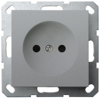 Розетка без заземления с защитными шторками 16A 250V~ 2P, цвет Алюминий, G5503S, Jasmart Electric