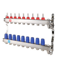 Коллектор с расходомерами, дренажным краном и краном Маевского, 9 вых., MS.709.06