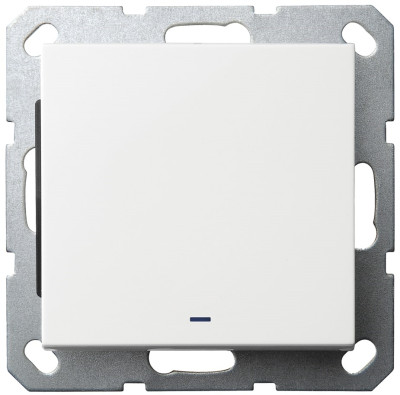 Выключатель одноклавишный проходной со светодиодом 10A 250V~ с накладкой, цвет белый глянцевый, G3012NW, Jasmart Electric