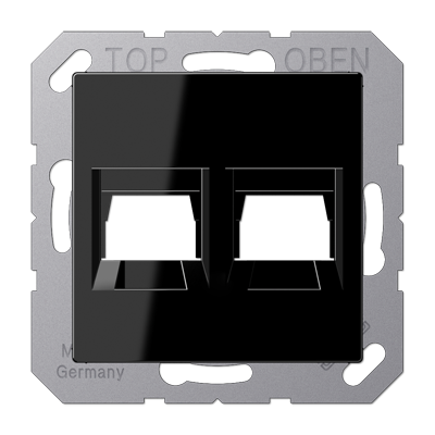 Kрышка для 2-х разъемов; без видимого винта; подпружиненная шторка; термопласт; черный, A1569-25WESW