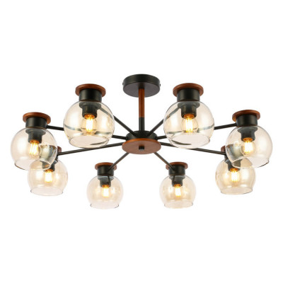 Evoluce SLE108102-08 Светильник потолочный Черный, Темное дерево/Прозрачный, Янтарный E27 8*60W