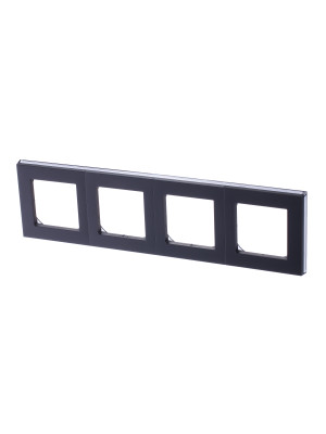 ABB EPJ Levit сталь / дымчатый чёрный Рамка 4 поста