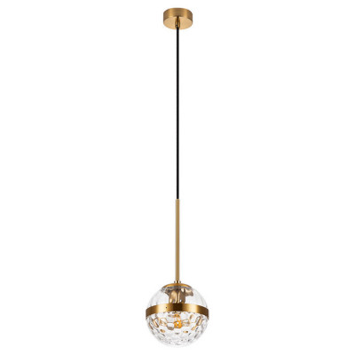 Arte Lamp DELACRUA, Подвес, цвет арматуры - ПОЛИРОВАННАЯ МЕДЬ, цвет плафона/декора - ПРОЗРАЧНЫЙ, 1х40W E14, A7770SP-1PB