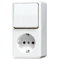 Штепсельная розетка SCHUKO для накладного монтажа с универсальным выключателем, 676AWW